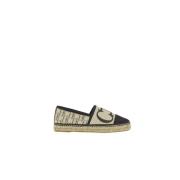 Beige og Brun Canvas Espadrilles med CH Initialer