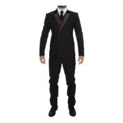 Brun Stribet Dobbelt Brystet Tuxedo Suit