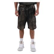 Oversized Bermuda satin shorts