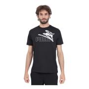 Sporty Sort T-shirt med Logo Print