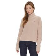 Ribbet bomuld turtleneck sweater