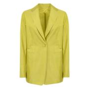 Silke Shantung V-Hals Blazer Gul