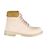 Pink Lace-Up Boot med Broderi