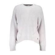 Grå Turtleneck Sweater med Kontrastdetaljer