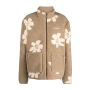 Brun Blomst Fleece Casual Jakke