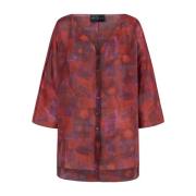 Vandfarve Print V-Hals Bluse