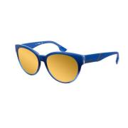 Blå Oval Solbriller med Gule Spejllinser