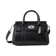 Lille Bayswater Satchel, Sort High Shine