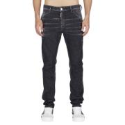 Sort Skater Jeans med Distressed Look