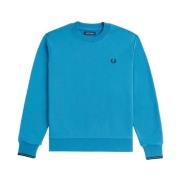 Blå Crew-neck Sweatshirt Bomuldsblanding