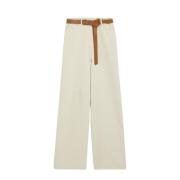 Beige Wide Leg Trousers