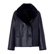 Shearling Calla Coat - Navy