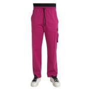 Pink Logo Cargo Cotton Jogger Pants