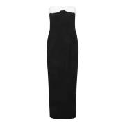 Sort Strapless Sheath Midi Kjole