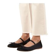 Sort Satin Ballet Flats