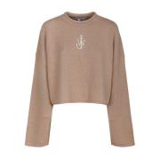 Beige Cropped Jumper med Anchor Logo