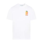 Hvid Gradient Logo Trykt T-Shirt