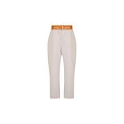 Sandy Beige & Orange Cropped Trousers