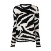 Zebra Intarsia Crew Neck Sweater