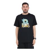 Sort Grafisk Print T-shirt