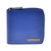 Wallet in electric blue saffiano with zip