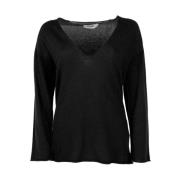 Bomuld V-hals Rynket Hem Sweater