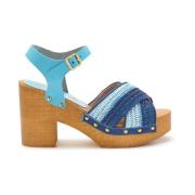 Multifarvet Raffia Platform Sandaler