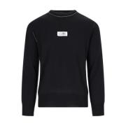 Sort Logo Sweater med Kontrastdetaljer