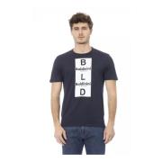 Blå bomulds T-shirt med frontprint