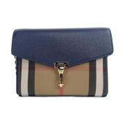 Blue Check Læder Crossbody Taske