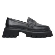 Kvinders Sorte Læder Loafers ER00113815