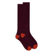 Burgundy Polka Dot Cotton Socks