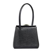 Vintage Lizard-Embossed Leather Handbag