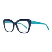 Blå Firkantede Plastikoptiske Briller Kvinder