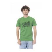 Grøn Logo Print Bomuld T-shirt