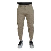 Beige Bomuld Tapered Casual Bukser