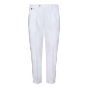 Hvide Slim Fit Bukser med Dobbelt Folder