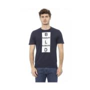 Elegant Blå Bomuld T-shirt