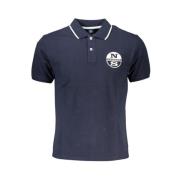 Blå Bomuld Polo Shirt med Korte Ærmer