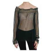 Elegant grøn mesh bluse