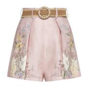 Blomstret Linned Shorts