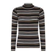 Stribet Ribstrik Pullover Kul Sweater