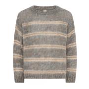 Stribet Hairy Pullover Bluse Grå