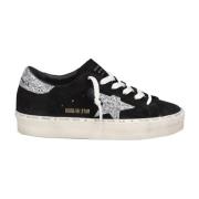 Sort Ruskind Sneakers med Sølv Glitter Stjerne