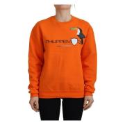 Orange Printet Langærmet Sweater