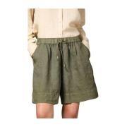 Grøn Linned Chino Bermuda Shorts