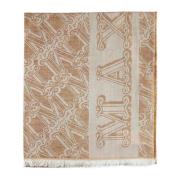 Elegant Logo Jacquard Fringed Stole