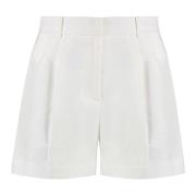 Linen-Blend Shorts med Plissering