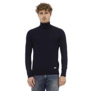 Blå uld turtleneck sweater