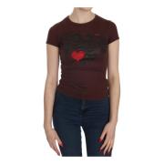 Brun Hearts Print Crew Neck Bluse